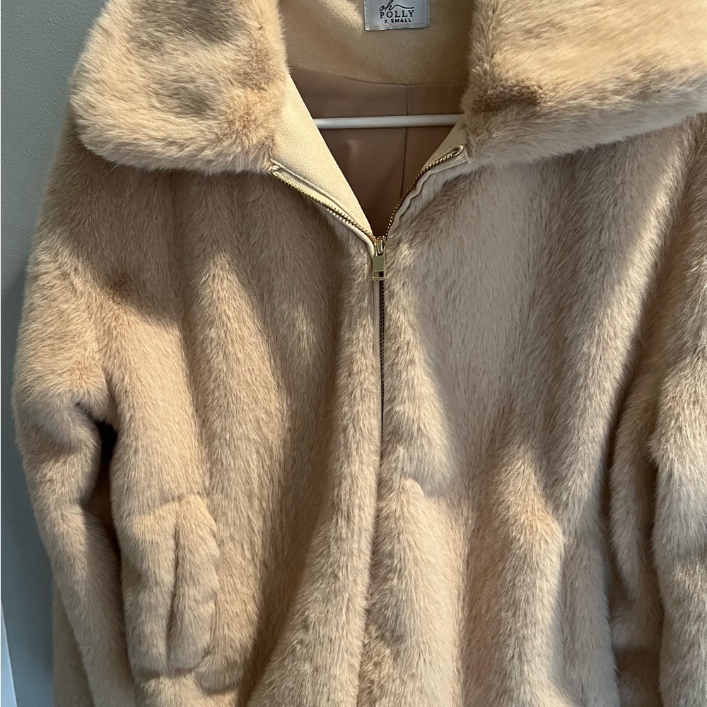 Oh Polly Tan Faux Fur Jacket